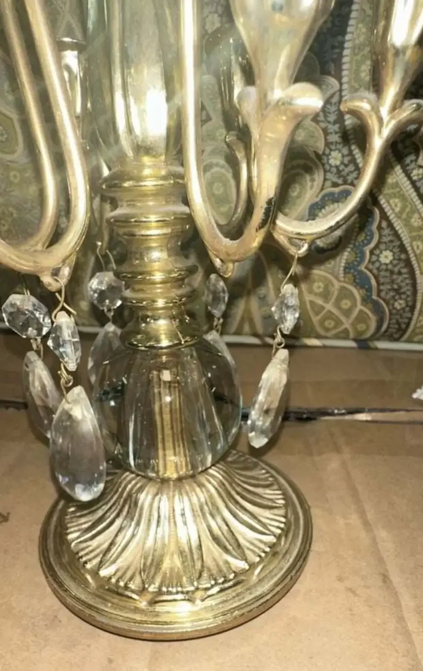 Vintage Dilly MFG Co Brass on Marble Six Arm Candelabra 12